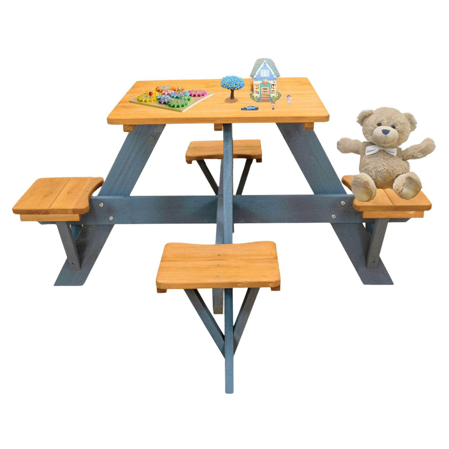 KINDER-PICKNICKTISCH ROMY 1 Tische 4 Sitze 109/109/56 cm - Braun, Holz - Coemo