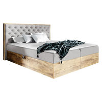 BOXBETT Wood 3 - Eiche Wotan/Hellgrau, Holz/Textil (180/200cm) - MIRJAN24