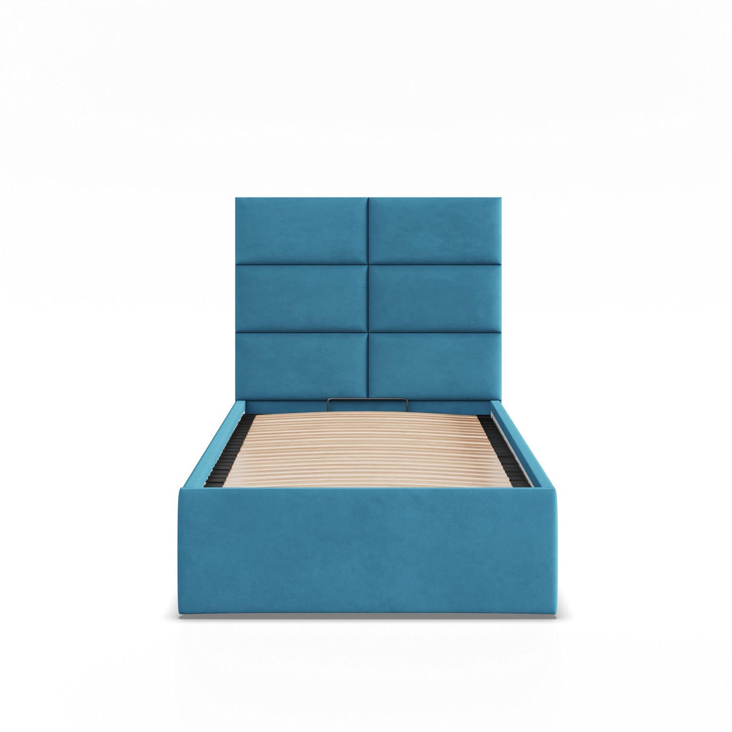 POLSTERBETT MIT KOPFTEIL 90x200 mit Bettkasten YORK, Blau - Blau, Textil (90/200cm) - Mebligo