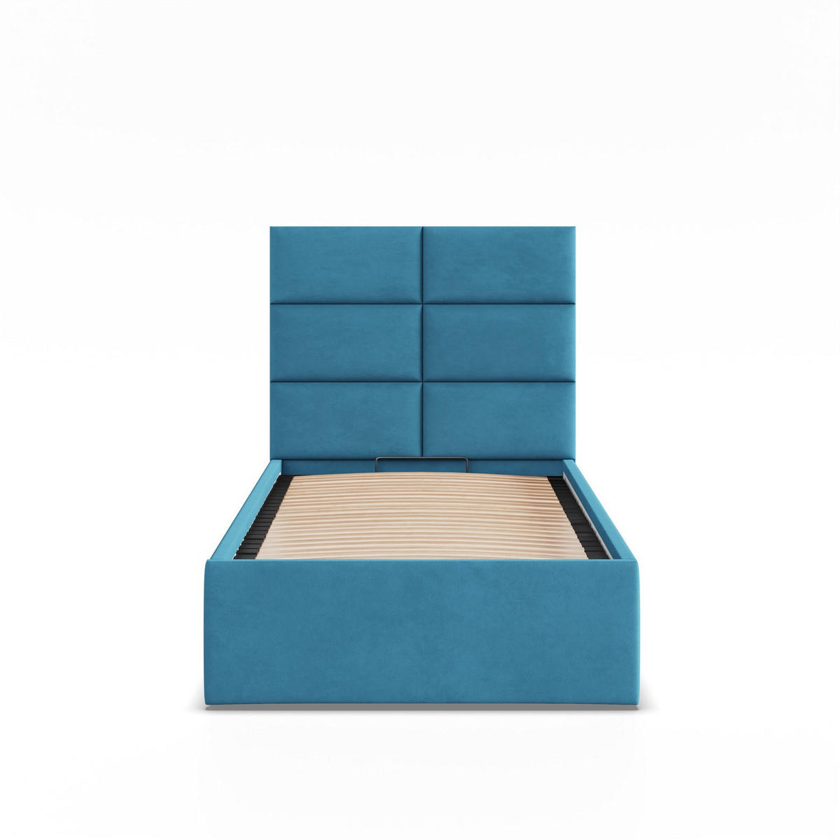 POLSTERBETT MIT KOPFTEIL 90x200 mit Bettkasten YORK, Blau - Blau, Textil (90/200cm) - Mebligo