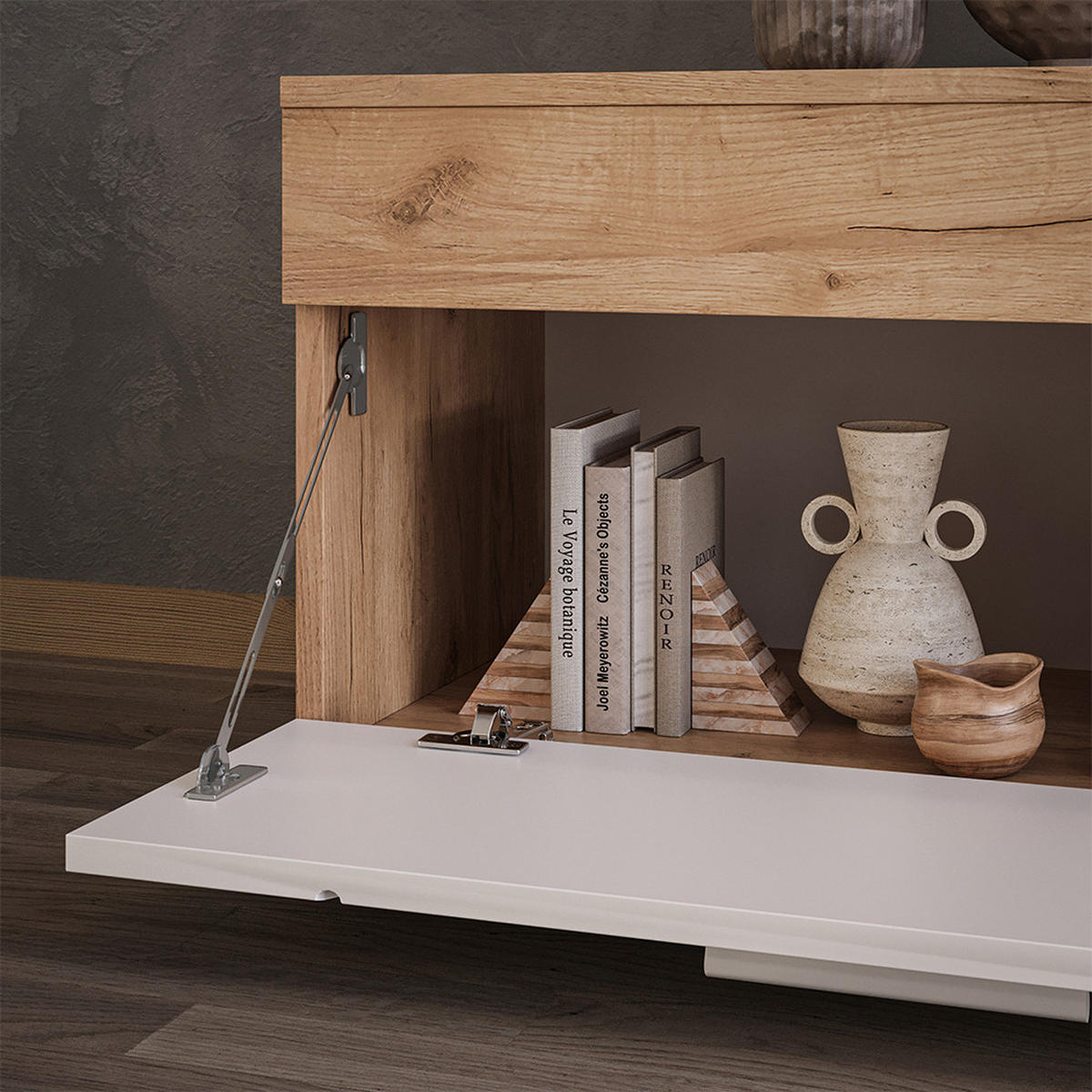 POLICE NA KNIHY Berno Zlatá síla dub/bílá - bílá/medově dubová, kompozitní dřevo (70.8/38.9/35.3cm) - Vicco