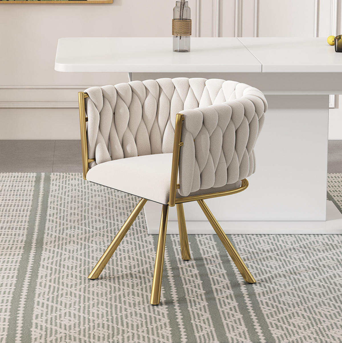 ESSZIMMERSTUHL drehbar Samt Beige Gold 2er-Set - Beige, Metall (54/72/59cm) - Meubliv