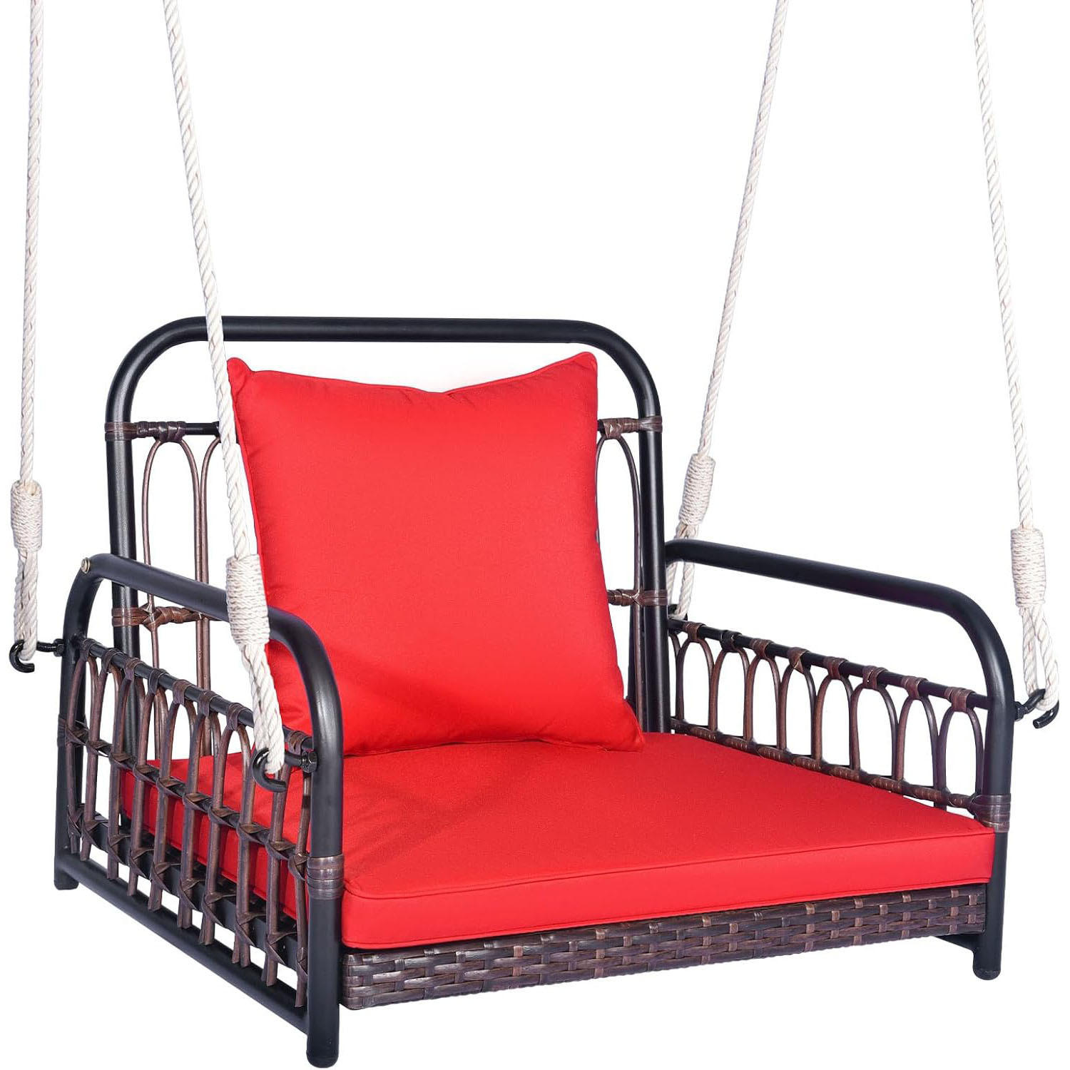 TERRASSENSCHAUKEL ‎Rot - Rot, Metall (80/57.5/65cm) - COSTWAY
