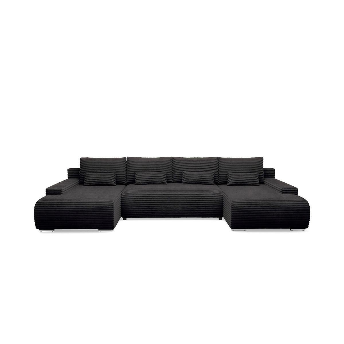 PANORAMASOFA Ivana 4 Sitzplätze Schwarz - Schwarz, Holz (350/85/172cm) - Petits-meubles