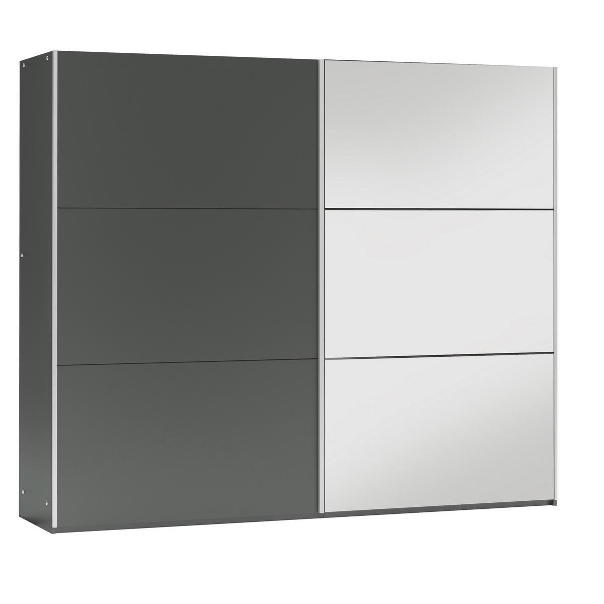 SCHWEBETÜRENSCHRANK IVERN 250/215/65 cm 2-türig mit Spiegel Graphitfarben - Graphitfarben, Holzwerkstoff (250/215/65cm) - MASSENO