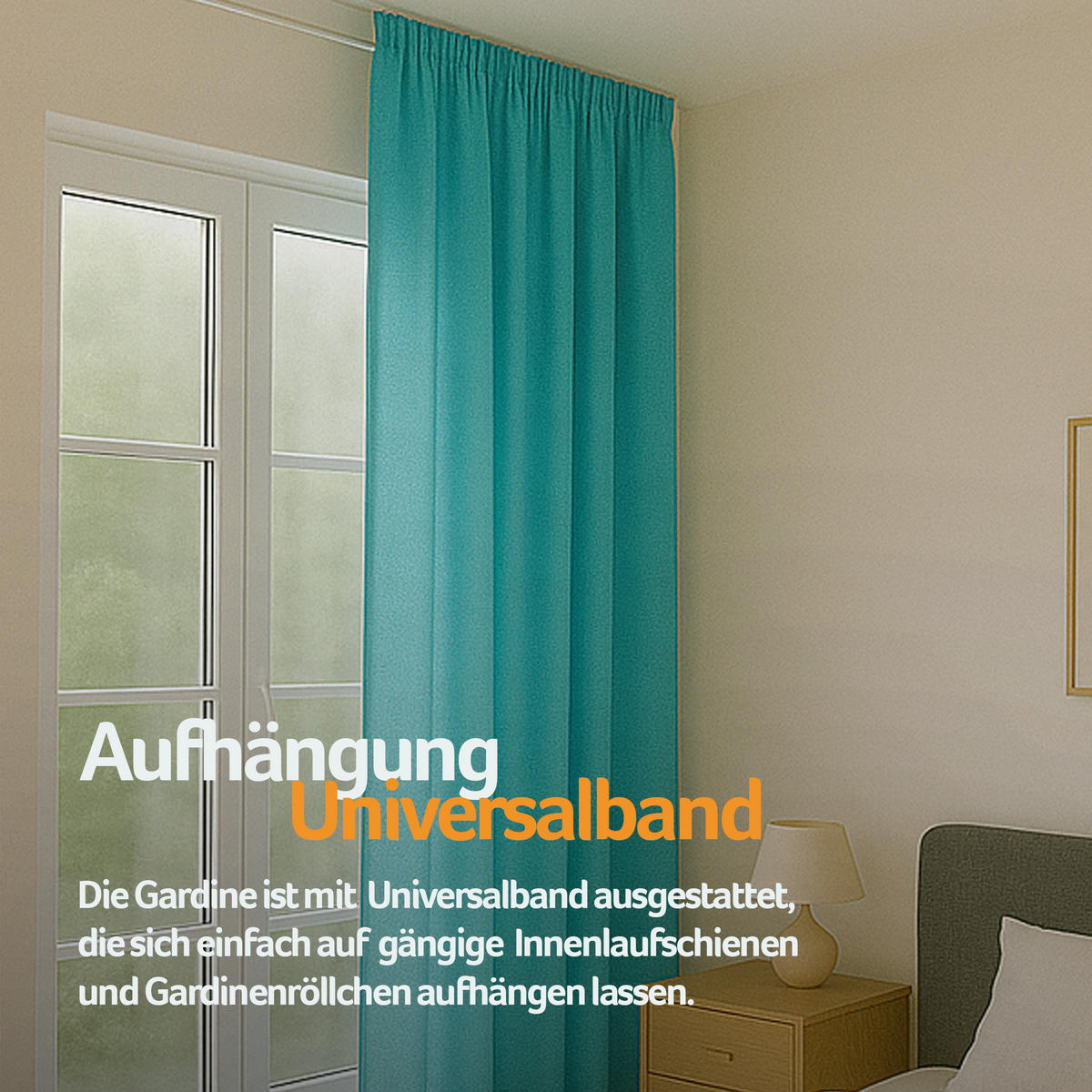 VORHANG Blickdicht ( 140x145cm ) mit Kräuselband / Universalband in Türkis - Türkis, Textil (140/145cm) - Bestlivings