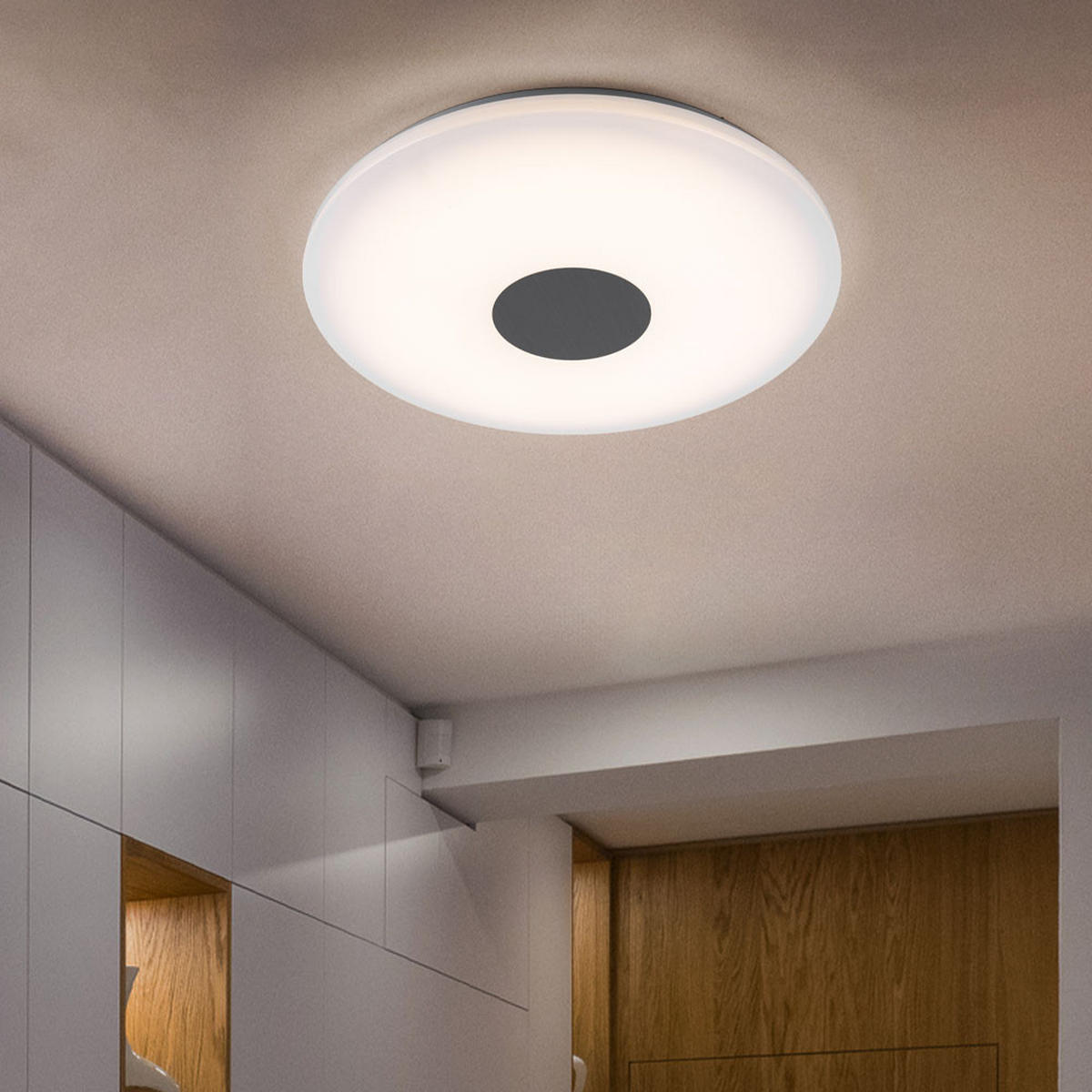 LED DECKENLEUCHTE Augustus Weiß Acryl satiniert - Weiß, Metall (47.5/47.5/5.5cm) - Globo Lighting