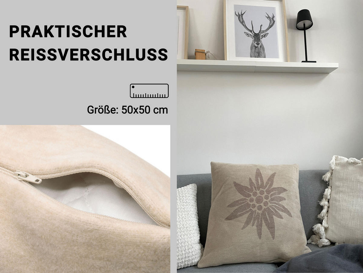 KISSENBEZUG, 60% Baumwolle, 40% Polyacryl, Beige - Creme, Naturmaterialien (50/50cm) - Zollner