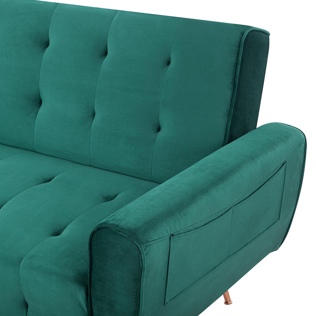 3-SITZER-SCHLAFSOFA Samtstoff Smaragdgrün Selnes - Hellgrün, Textil (212/85/84cm) - Beliani