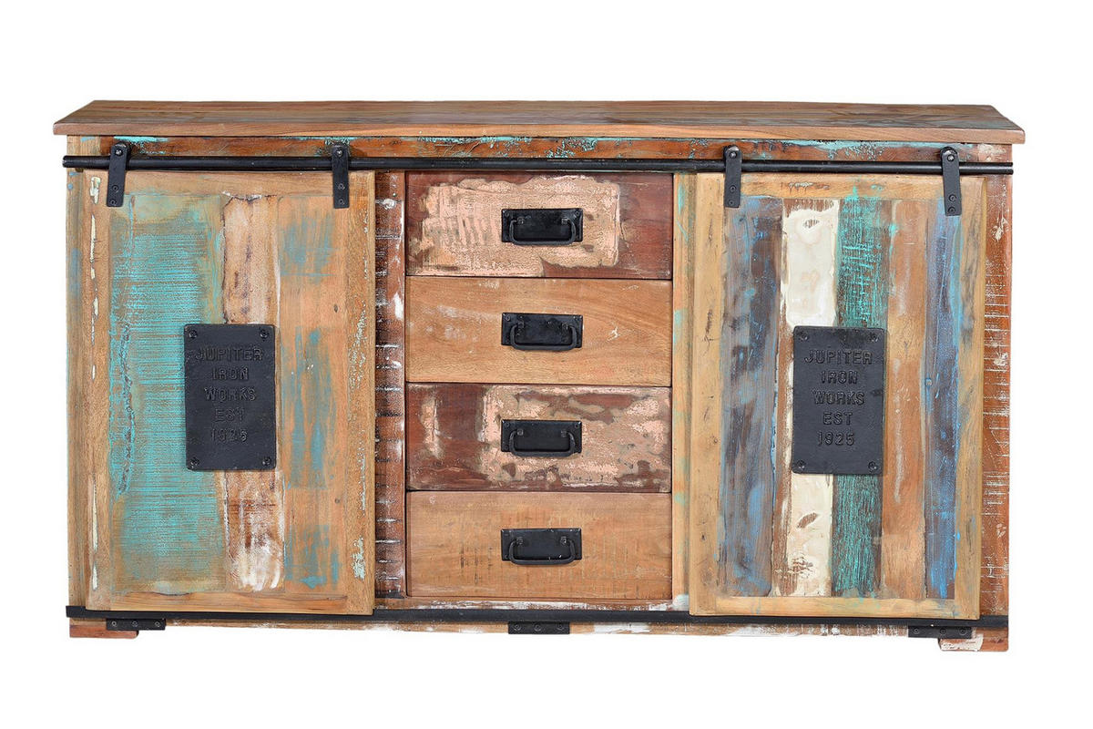 SIDEBOARD aus recyceltem Holz - Chromfarben, Holz (38/81/150cm) - Giner y Colomer