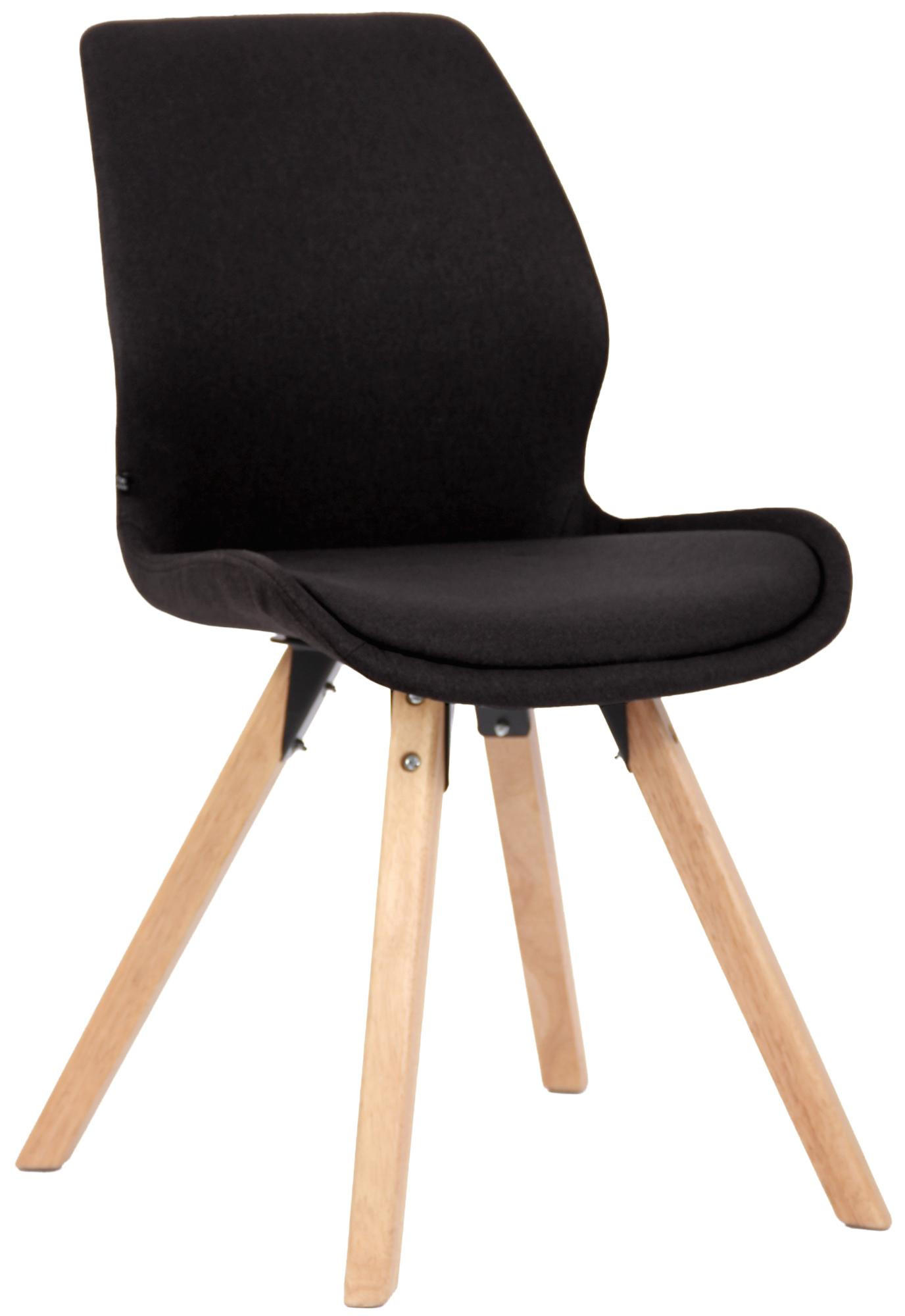 STUHL Stoff Schwarz - Eukalyptusholzfarben/Schwarz, Holz/Textil (49/87/58cm) - CLP