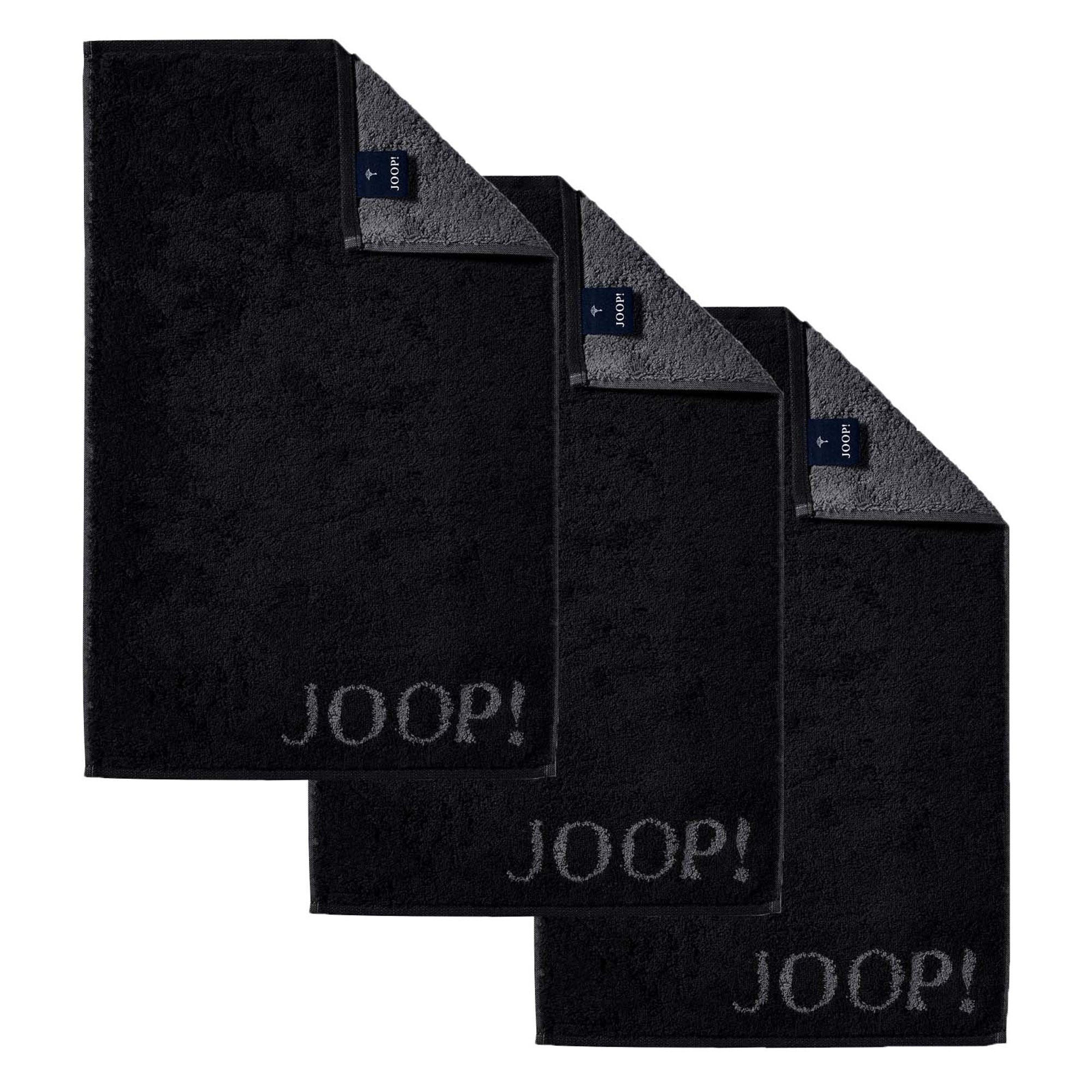 GÄSTETUCH Unisex Classic Frottier Schwarz 3er Pack Baumwolle - Schwarz, Textil (200/135cm) - Joop!