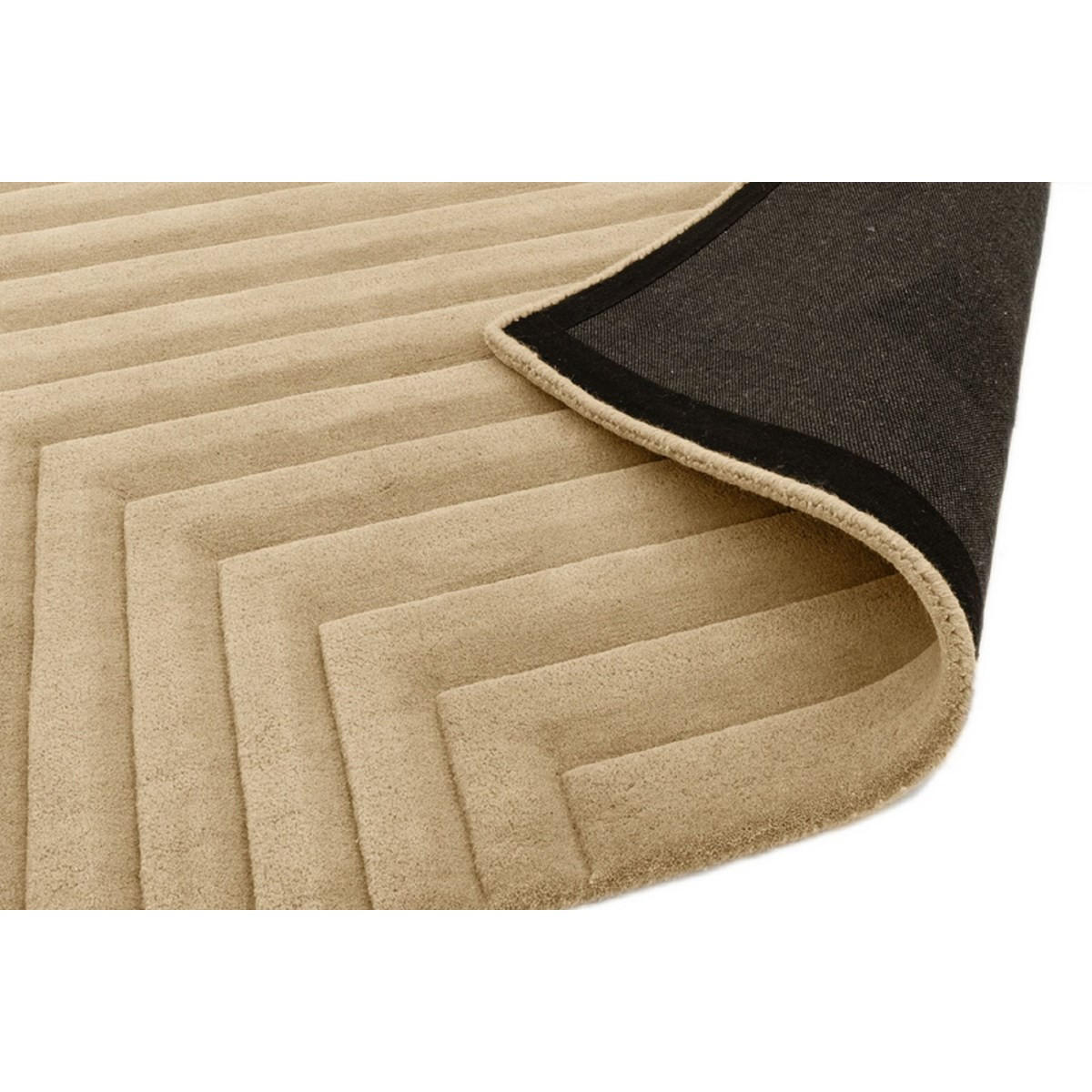 TEPPICH Einfarbiger aus reiner Wolle, handgetuftet, Reliefmuster SQUARE Beige 160 x 230 cm - Beige, Naturmaterialien (160/230cm) - Novatrend