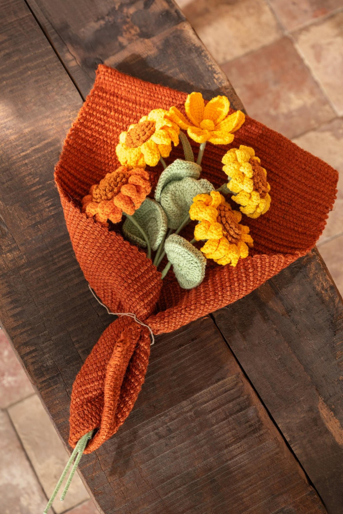 DEKOOBJEKT SONNENBLUME HAKEN Gelb - Orange, Textil (9/41/9cm) - J-Line