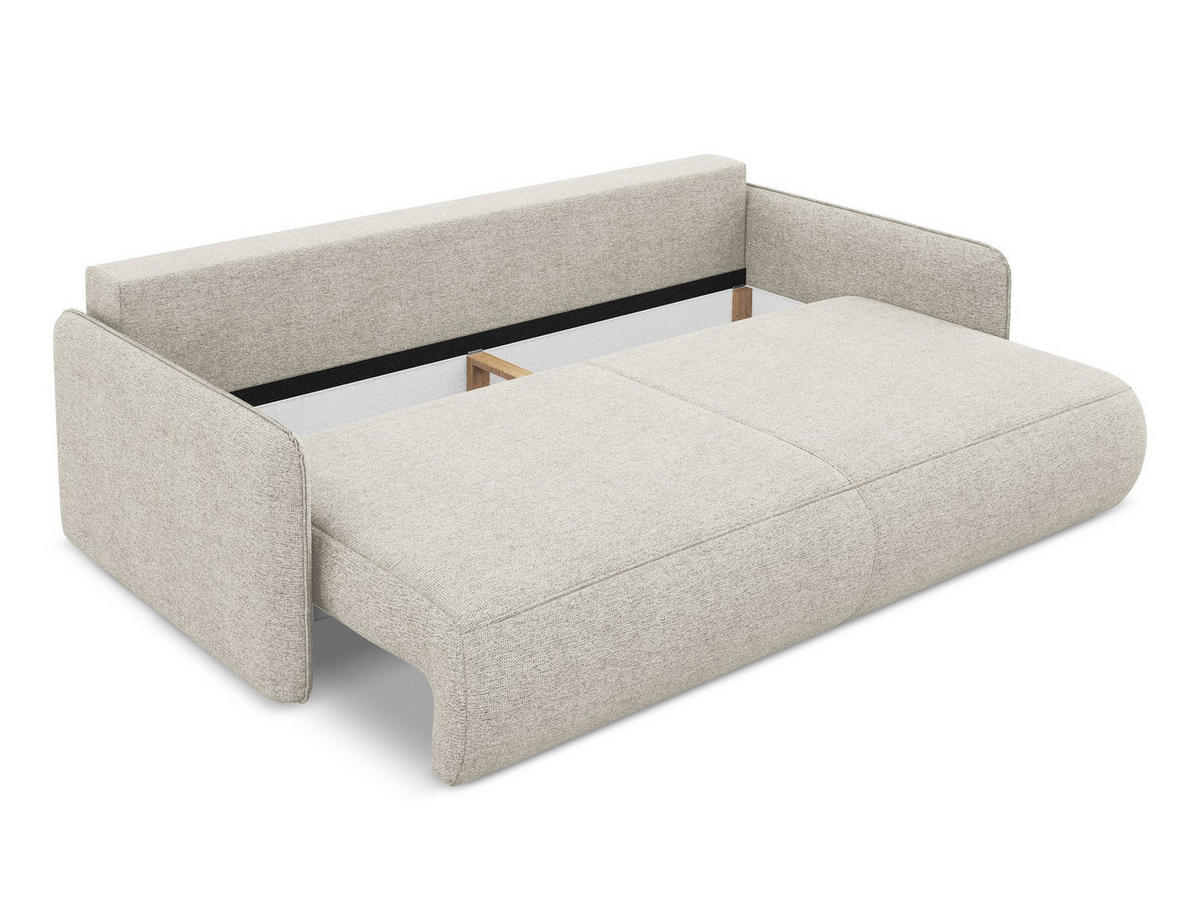 3-SITZER SOFA mit Schlaffunktion Chenille Stoff Grau - Silberfarben/Schwarz, Kunststoff/Textil (216/86/105cm) - Makamii