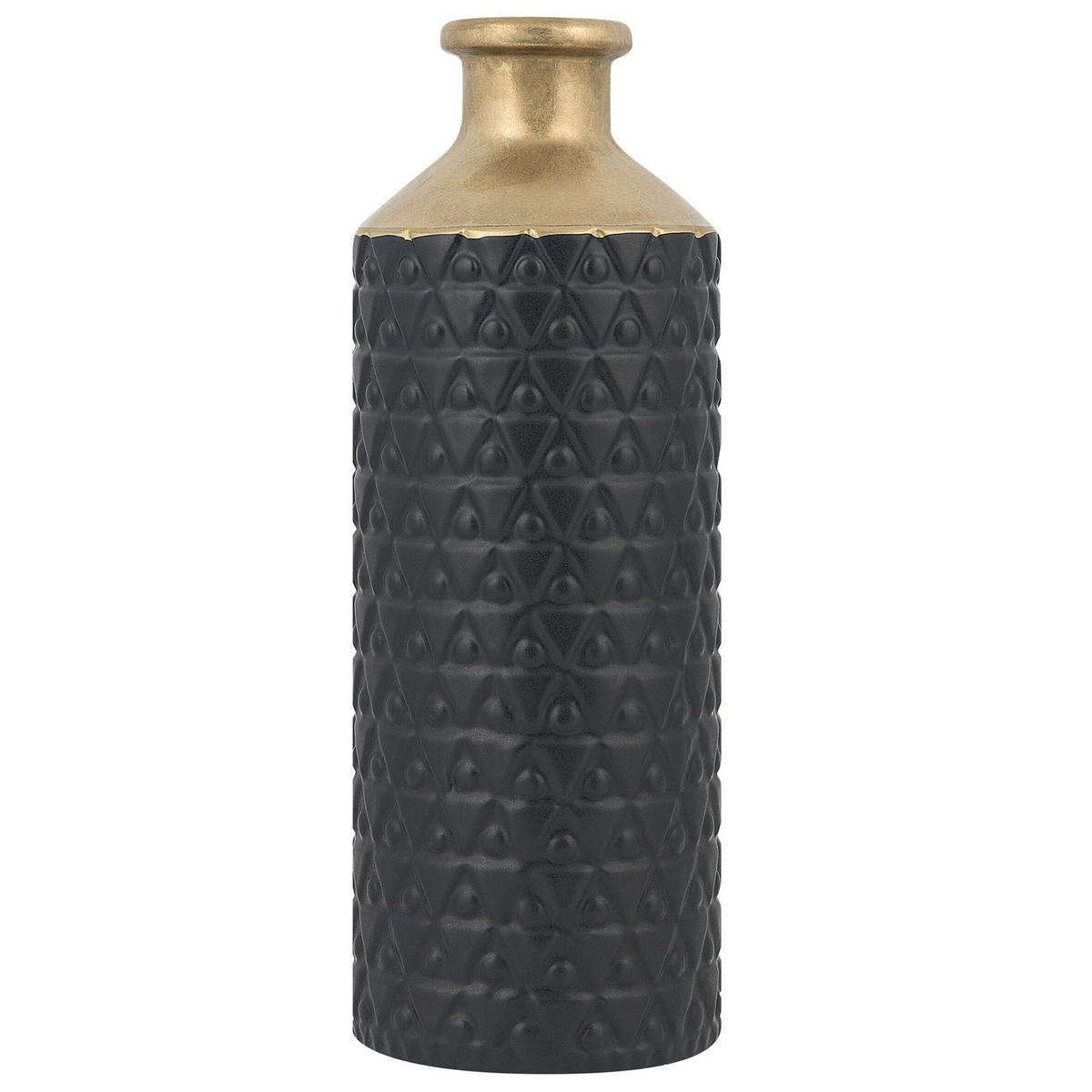 DEKOVASE Steinzeug schwarz Arsin - Schwarz, Stein (39cm) - Beliani