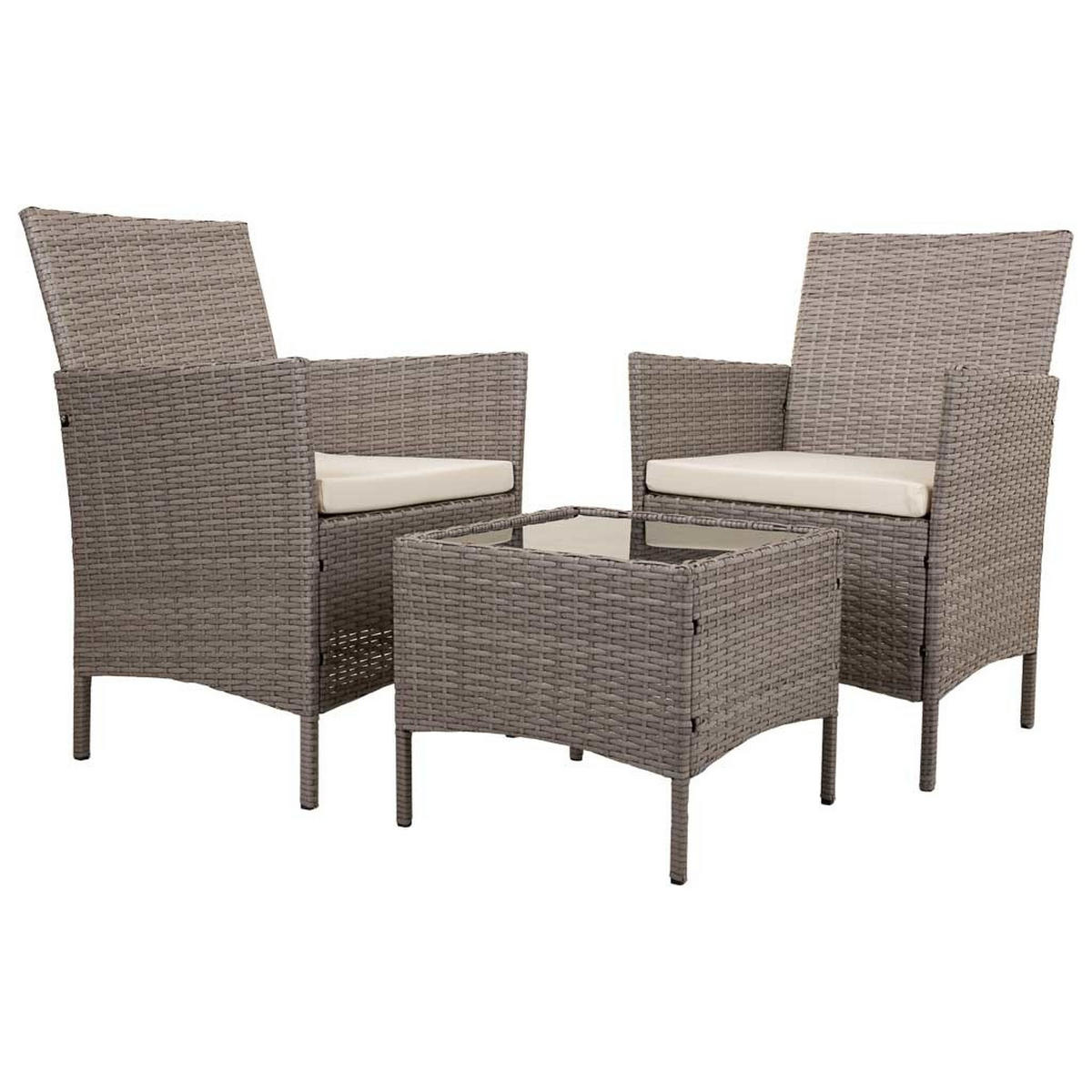 GARTENLOUNGE, 3er-Set - Grau, Naturmaterialien - Wanderlust