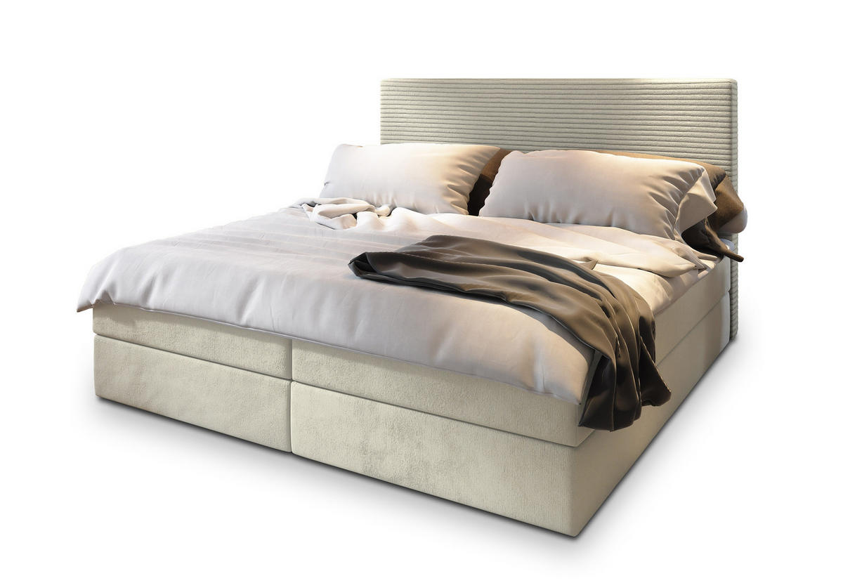POSTEL BOXSPRING GIARRO 140x200 cm, s matrací a úložným prostorem, krémová - krémová, kompozitní dřevo/textil (140/200cm) - MASSENO