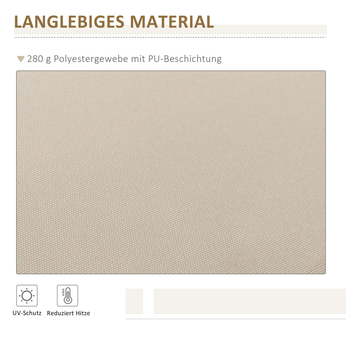 MARKISE, Beige+Weiß, Aluminium, Eisen, Polyester - Beige, Metall (245/350/395cm) - Outsunny