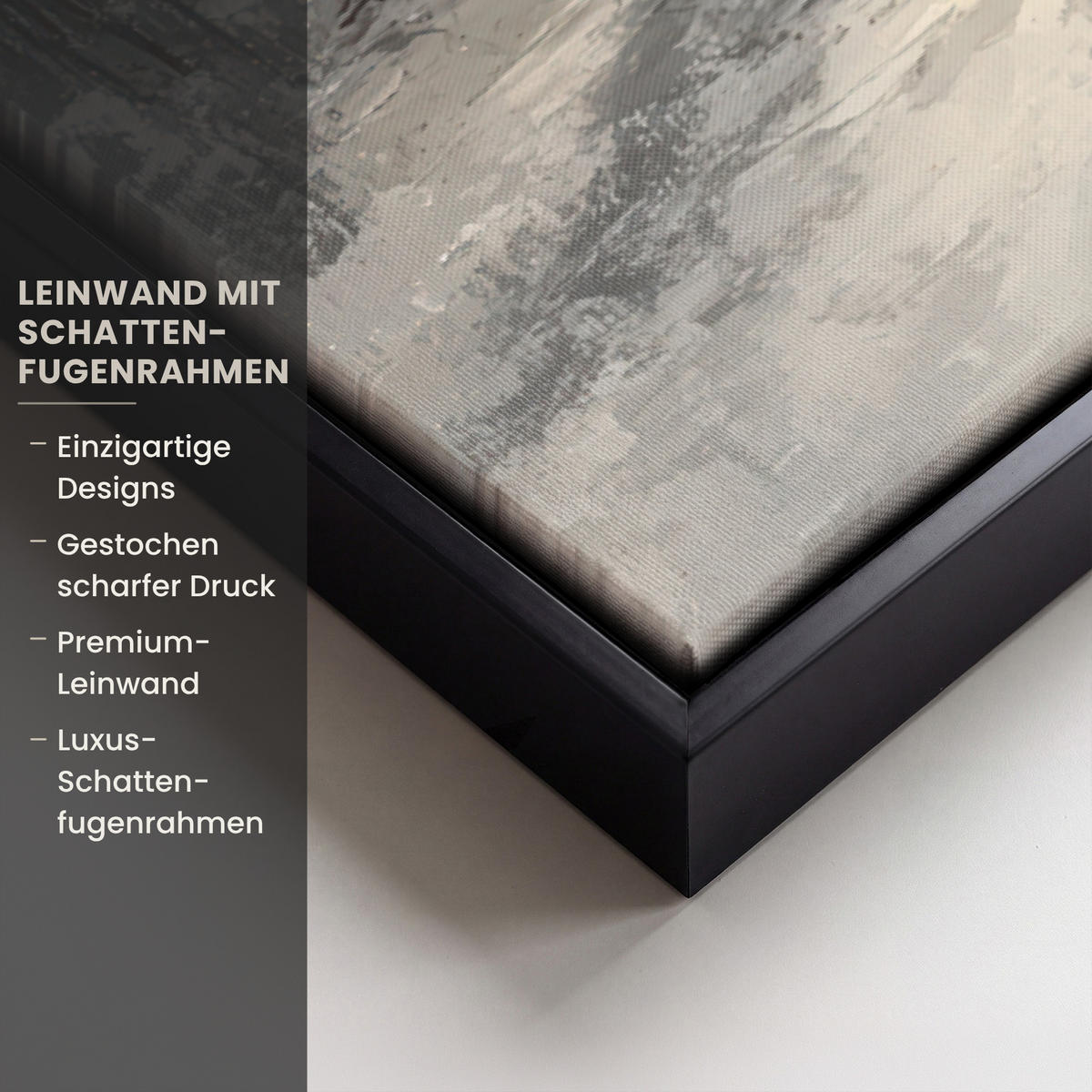 LEINWAND Bilder mit Rahmen - Winter - Abstrakt - Schnee - Natur - Sonne - 60x40 - Grau, Textil (60/40cm) - MuchoWow