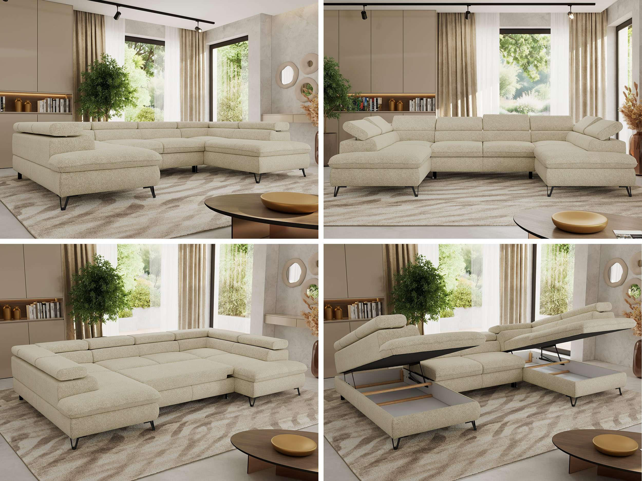 Thumbnail - MKS Wohnlandschaft, Creme, Textil, 6-Sitzer, U-Form, 346x76x208 cm, Wohnzimmer, Sofas & Couches, Wohnlandschaften, Wohnl...