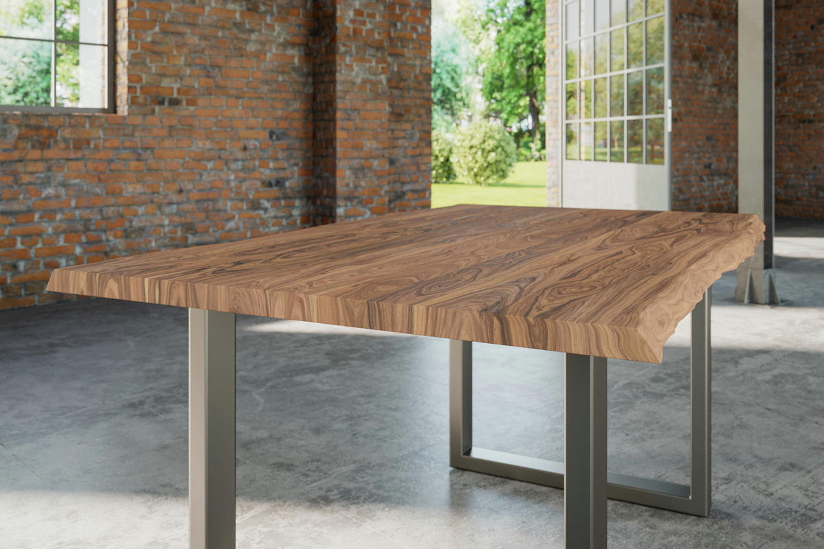 ESSTISCH LAUREN - Beige/Silberfarben, Holz/Metall (90/180/77cm) - SAM