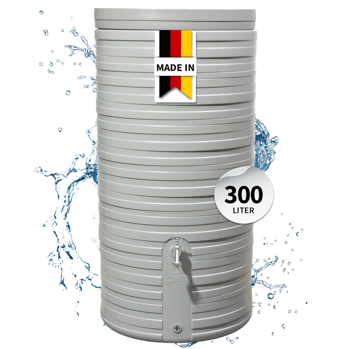 REGENTONNE 300 L, steingrau inkl. Deckel - Grau, Kunststoff (59/118/59cm) - GARANTIA