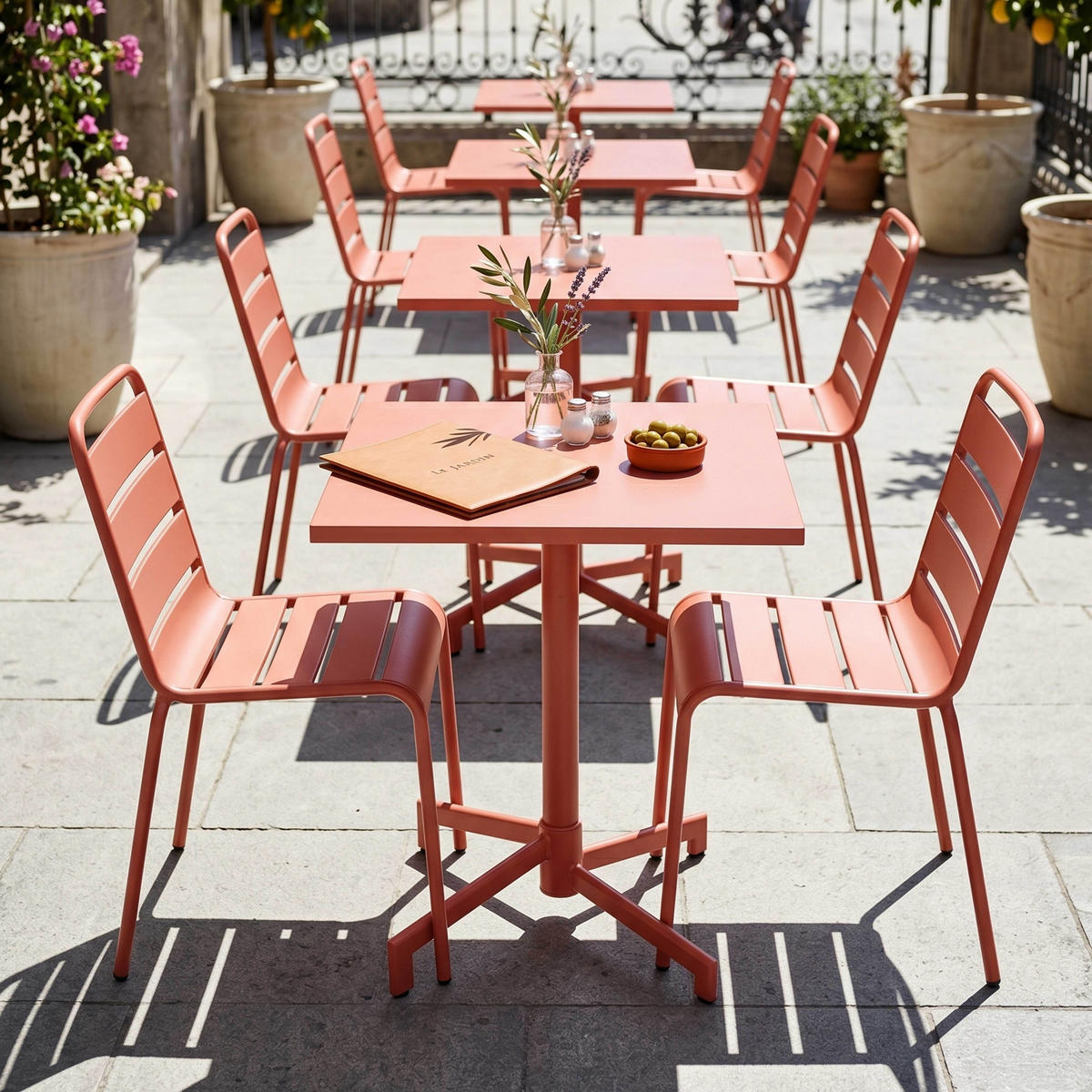 GARTENSET 3-tlg., Tonfarbe - Pink, Metall - Oviala