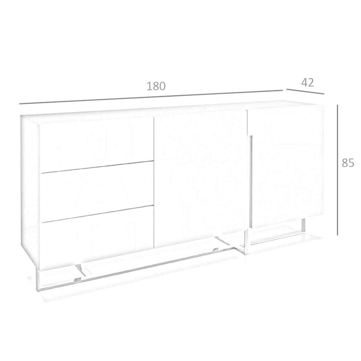 SIDEBOARD Sideboard aus weißem Holz und verchromtem Stahl 180/42/85 cm - Edelstahlfarben/Weiß, Holz/Metall (180/85/42cm) - ANGEL CERDA