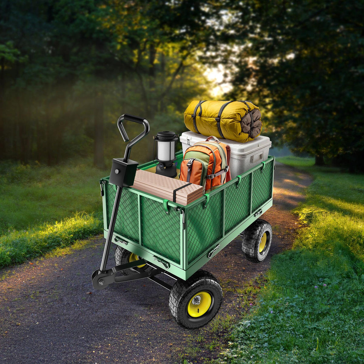 BOLLERWAGEN , Belastbarkeit 550 kg, grün - Grün, Metall (51.5/65/114cm) - tectake