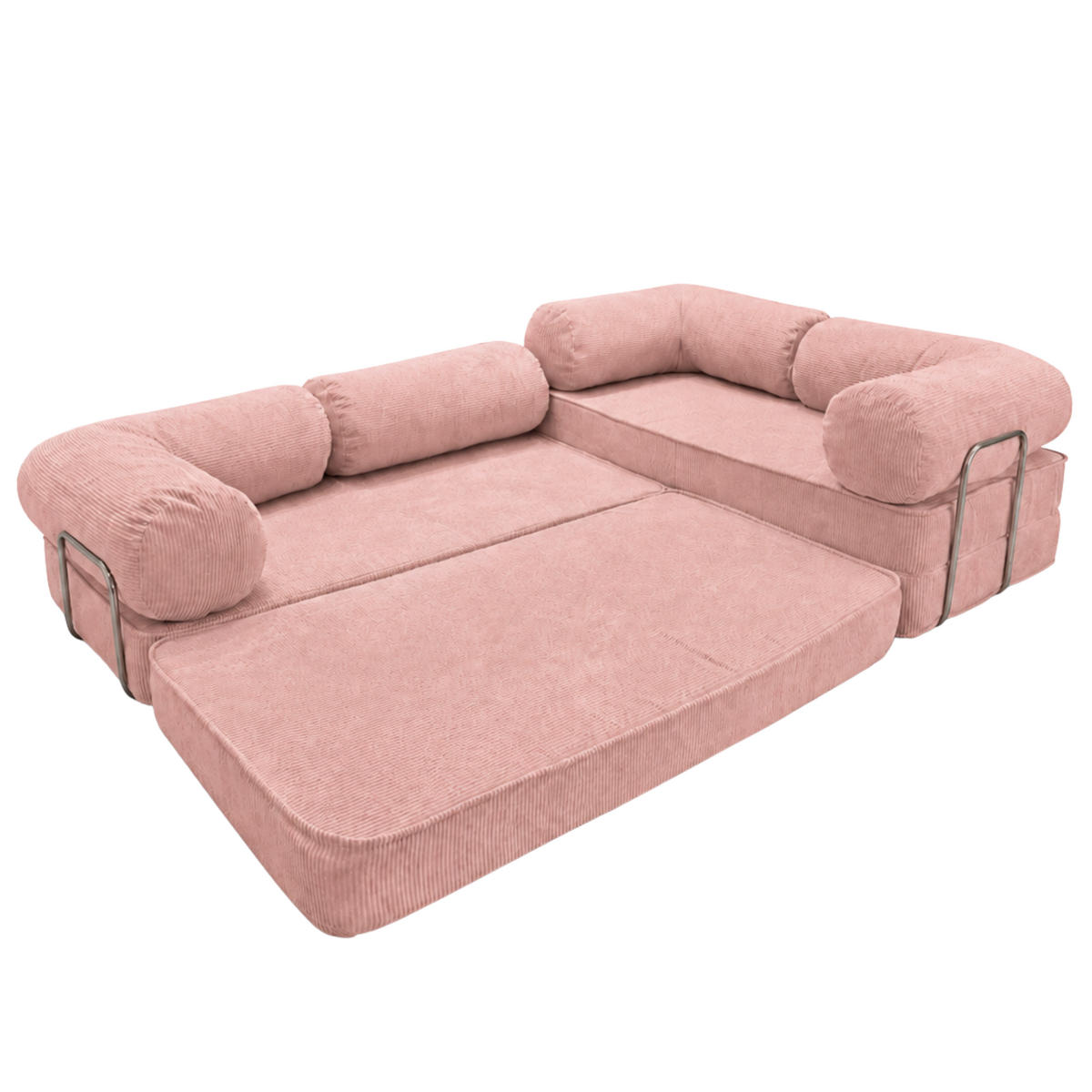 ECKSOFA Cord 300 x 200 cm Rosa mit Schlaffunktion - Pink, Textil (300/200cm) - SURB
