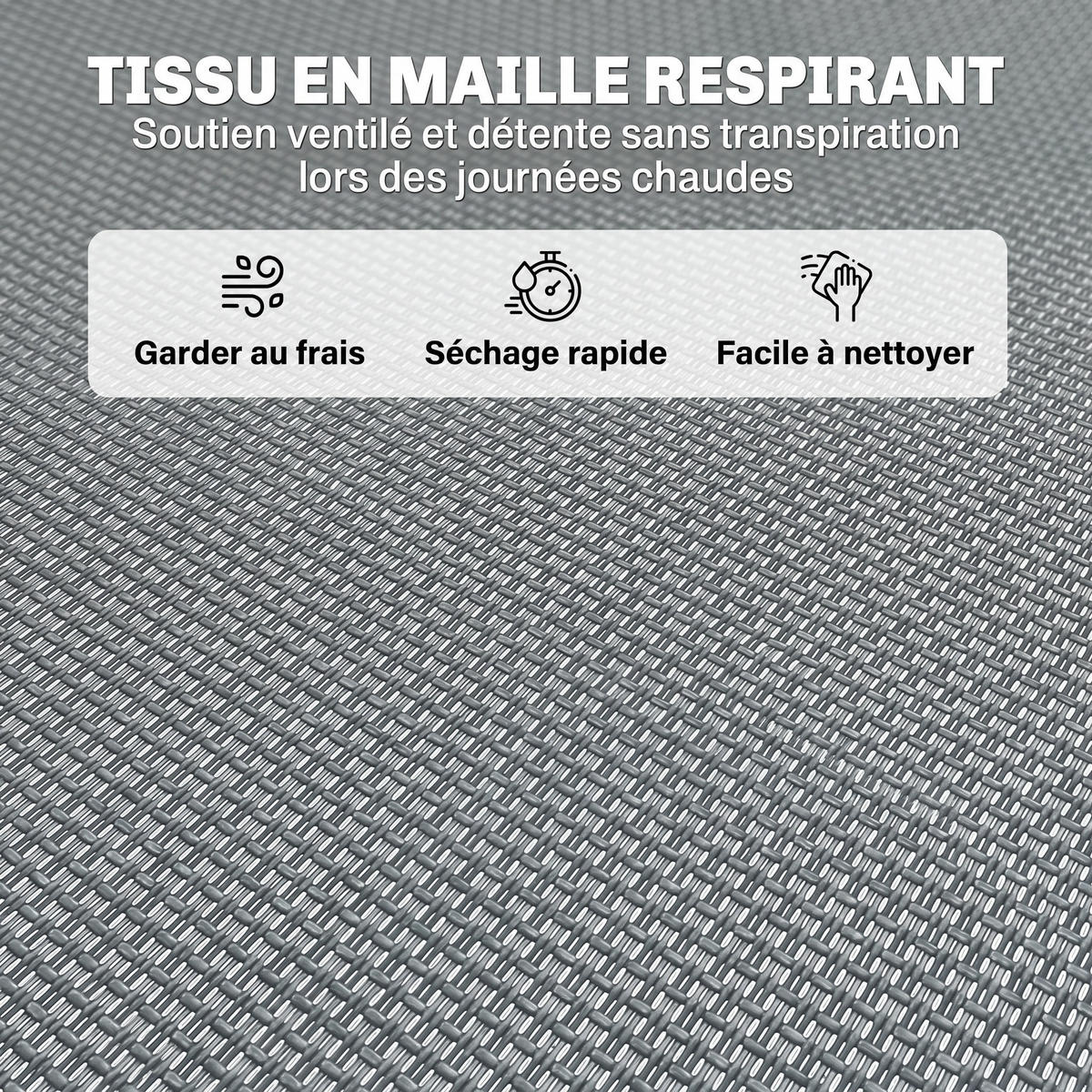 SONNENLIEGE DE-15704 mit elastischen Bändern Grau - Grau, Metall (58/30/189cm) - ComfortXL