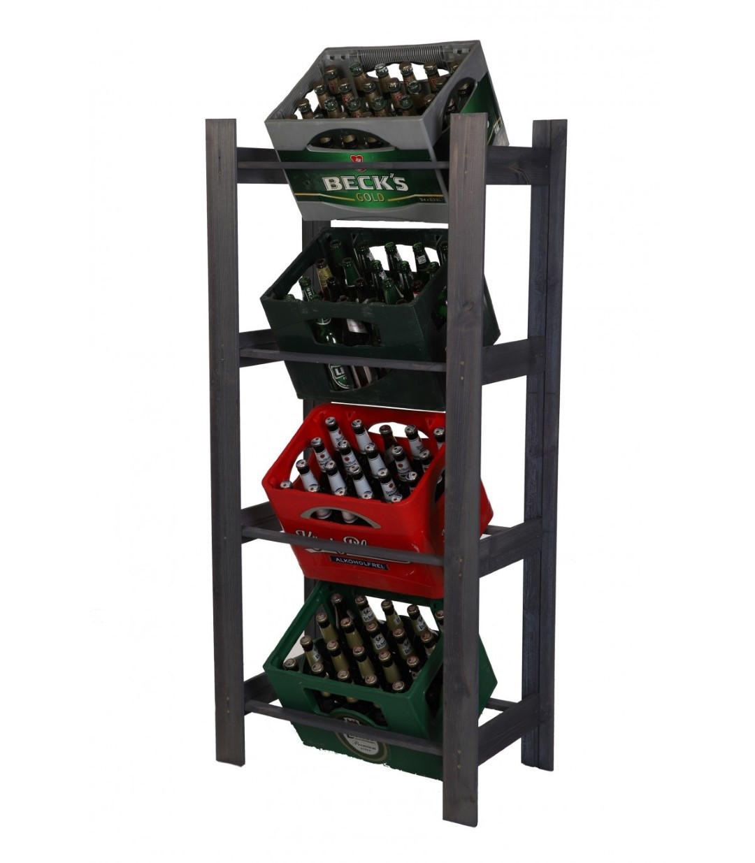 GETRÄNKEKISTENREGAL PINEPEAK 149x70x38,8cm für 4 Kisten Kiefernholz Grau - Grau, Holz (70/149/39cm) - PROREGAL