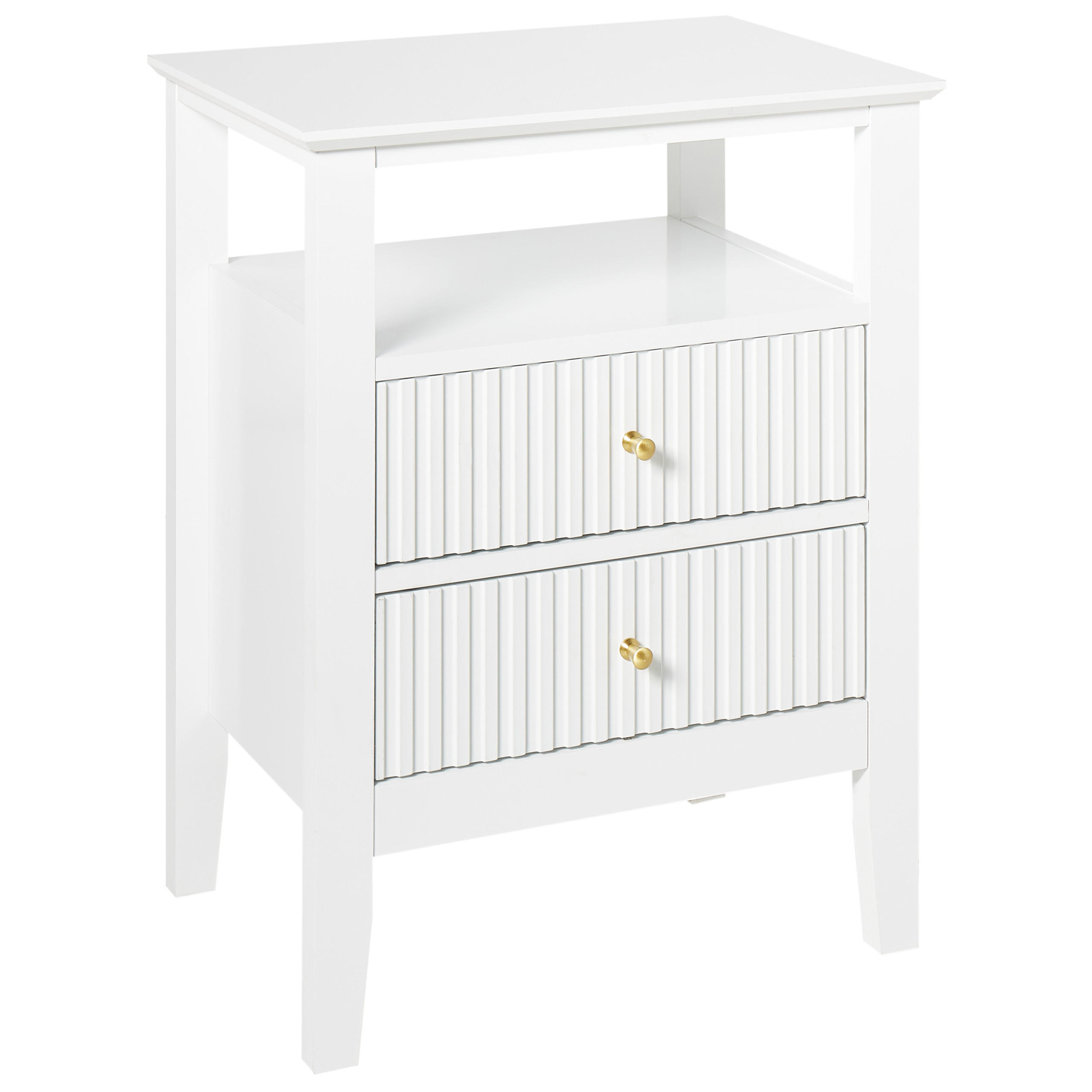 NACHTTISCH mit 2 Schubladen Weiß Assisi - Weiß, Holzwerkstoff (35/48/62cm) - Beliani
