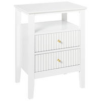 NACHTTISCH mit 2 Schubladen Weiß Assisi - Weiß, Holzwerkstoff (35/48/62cm) - Beliani