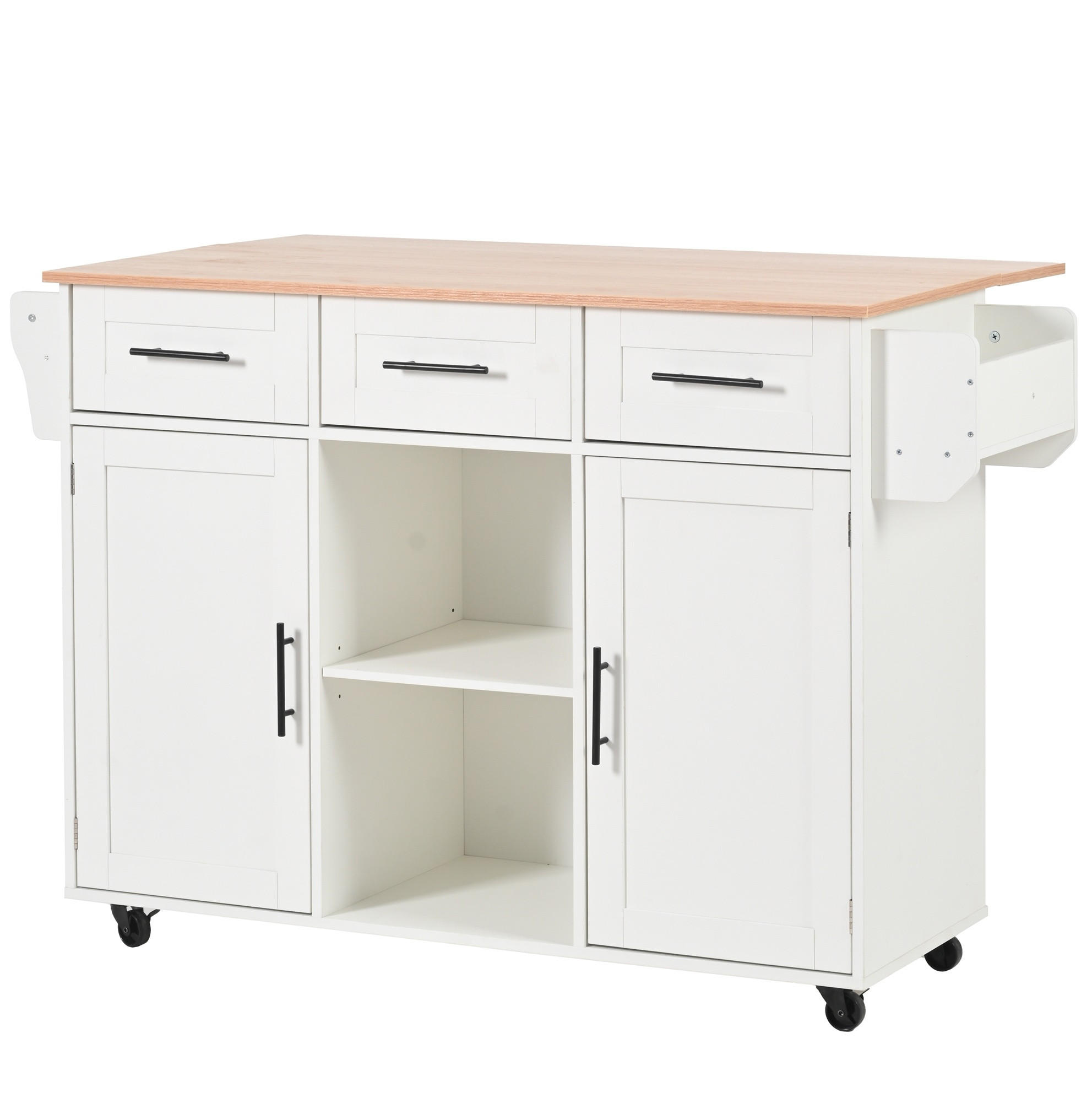 KÜCHENINSEL 139/91,5/46(71) cm Weiß aus MDF mit klappbarer Tischplatte - Weiß, Holzwerkstoff (46/91.5/139cm) - OKMYHOME