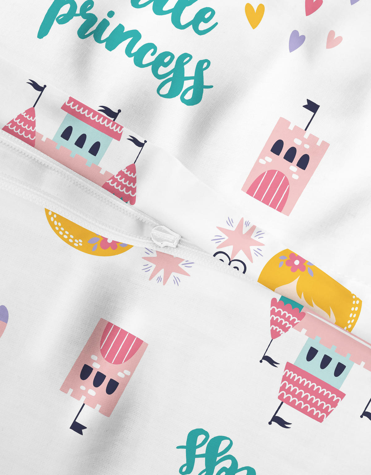 BETTWÄSCHE-GARNITUR Premium Biber Little Princess weiss, 100x135 cm + 40x60 cm - Weiß, Textil (100/135cm) - biberna