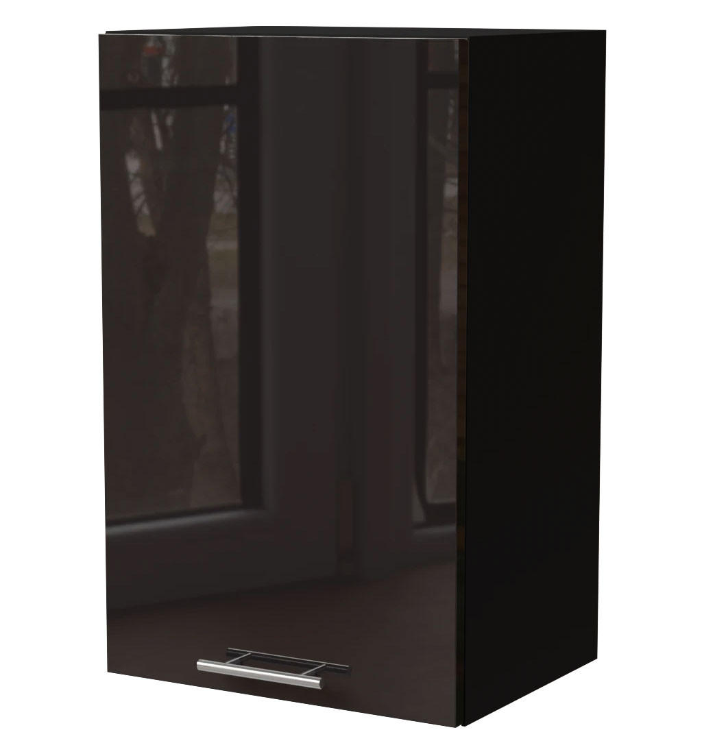 KÜCHENHÄNGESCHRANK Essen W2/45 Schwarz Hochglanz / Schwarz Matt 45 / 32,5 / 72cm - Schwarz Hochglanz/Schwarz, Holz/Holzwerkstoff (45/72/32.5cm) - Feldmann-Wohnen