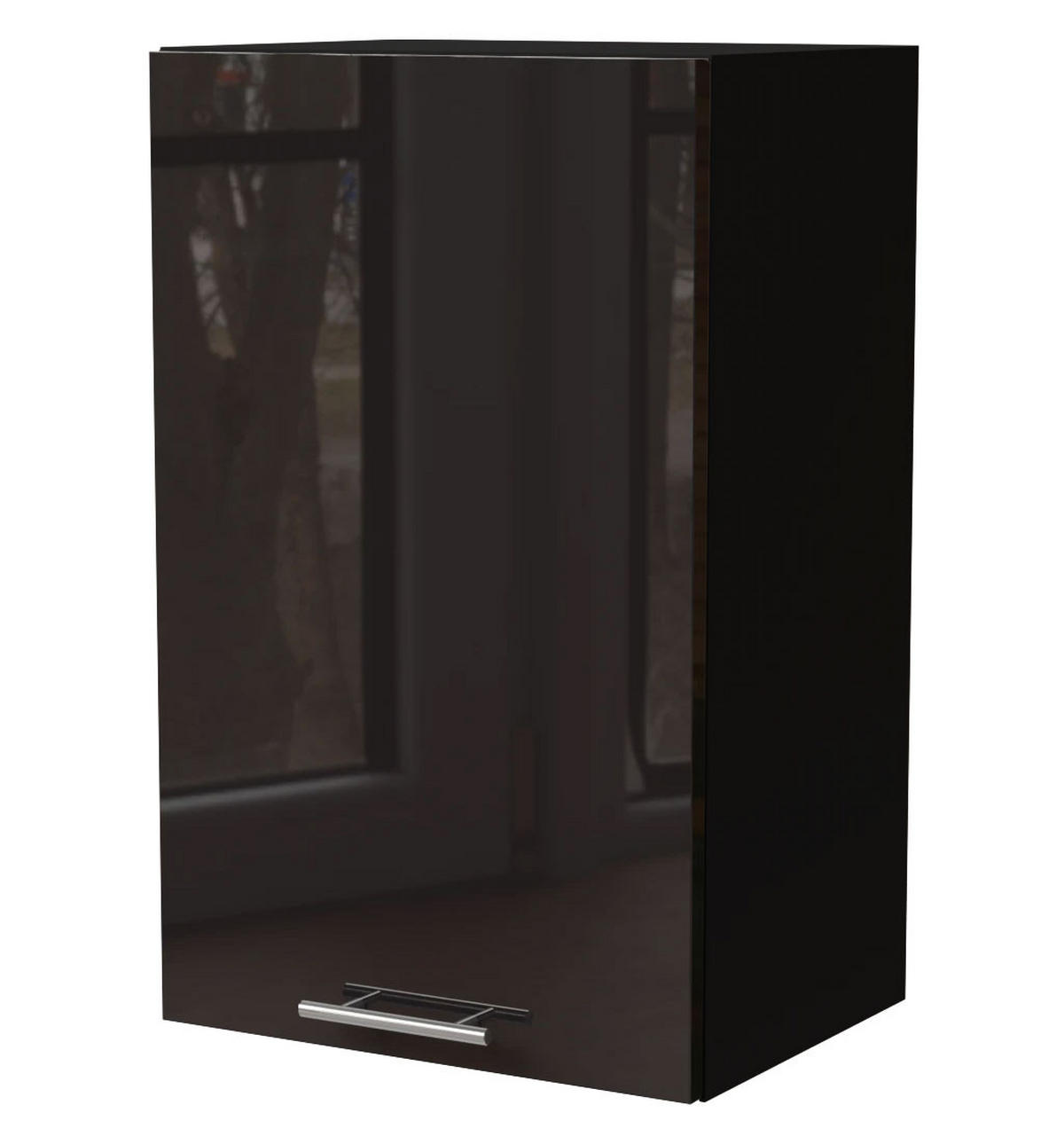 KÜCHENHÄNGESCHRANK Essen W2/45 Schwarz Hochglanz / Schwarz Matt 45 / 32,5 / 72cm - Schwarz Hochglanz/Schwarz, Holz/Holzwerkstoff (45/72/32.5cm) - Feldmann-Wohnen