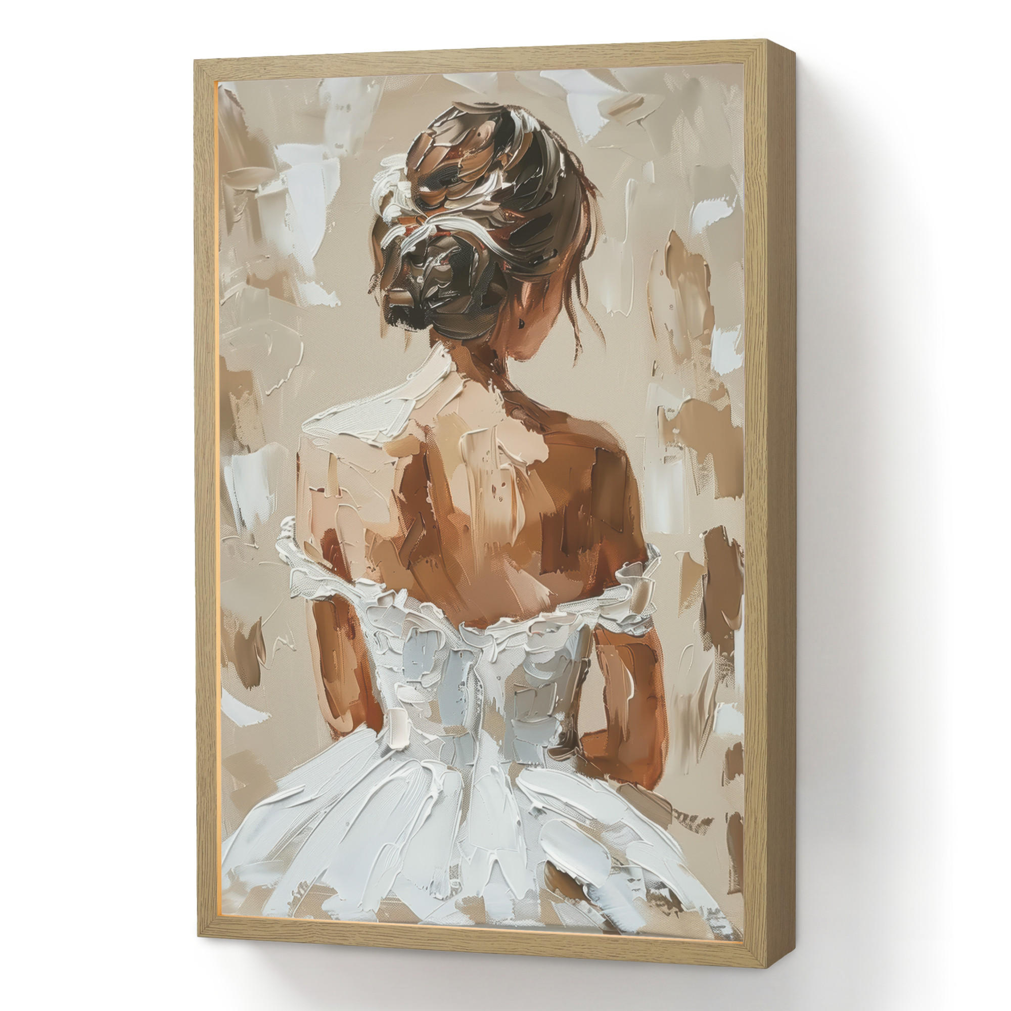 NÁSTĚNNÁ LAMPA S AKUMULÁTOREM Žena - malba - abstraktní - béžová - moderní 40x60 cm - světle hnědá, kompozitní dřevo (40/60/8cm) - OnlyWow