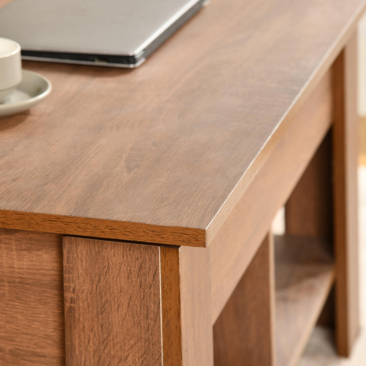 COUCHTISCH mit Lift-Top, Stauraum und Ablagefach, Eiche Optik - Braun, Holz (96/50/47cm) - Urban Meuble