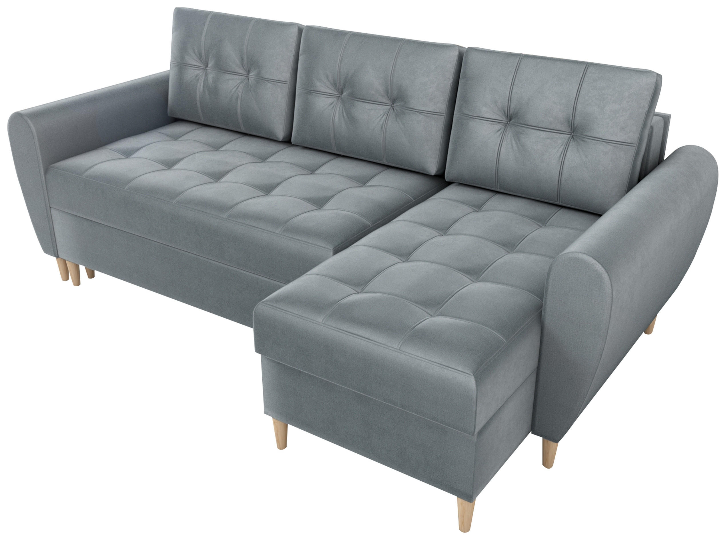 ECKSOFA Henry mit Schlaffunktion Grau Samtstoff - Grau, Textil (232/141cm) - Bromarkt