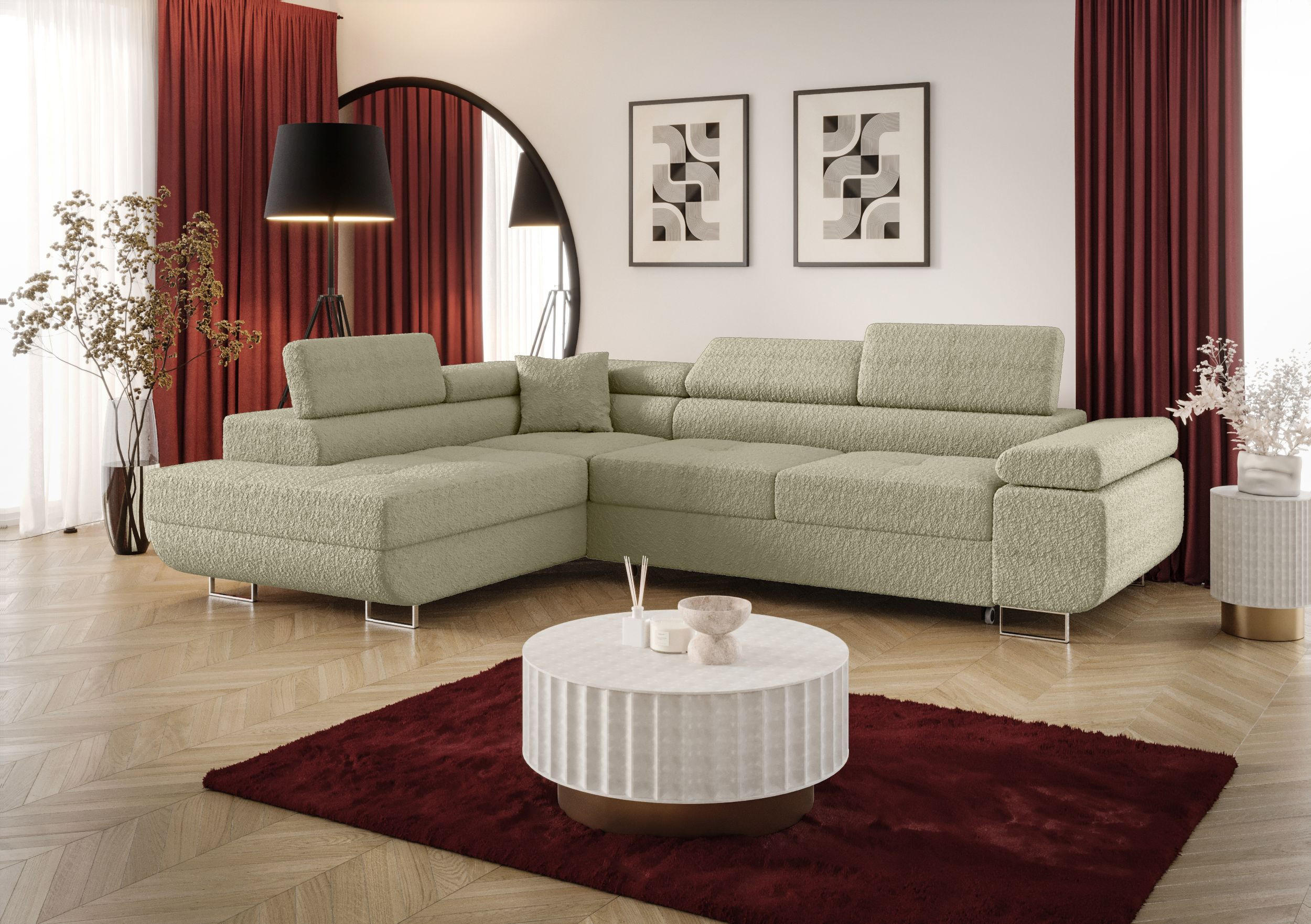 ECKSOFA EMILY mit Schlaffunktion Quelle 06 Links - Beige, Textil (275/200cm) - Bedante