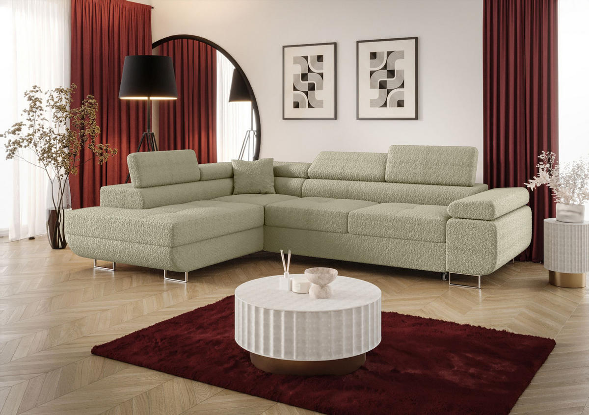 ECKSOFA EMILY mit Schlaffunktion Quelle 06 Links - Beige, Textil (275/200cm) - Bedante