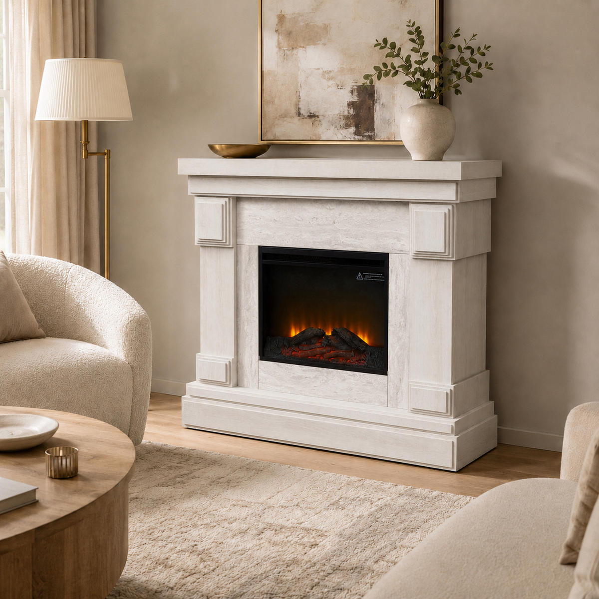 ELEKTROKAMIN Weiß - Creme, Holzwerkstoff (39.4/108/108cm) - Teamson Home