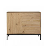 KOMMODE 1 Tür 3 Schubladen Eiche-Dekor FSC-zertifiziert 40/80/90 cm - Eichefarben, Holzwerkstoff (90/80/49.5cm) - Calicosy
