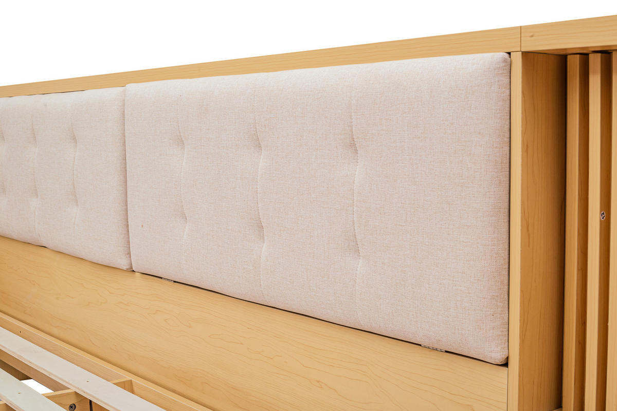 BETT 180/200 cm DE-33069 mit Stauraum-Kopfteil Beige - Naturfarben, Holzwerkstoff (180/200cm) - ComfortXL