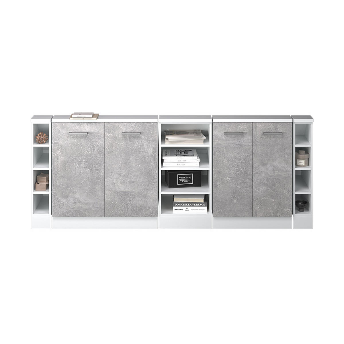 KUCHYŇSKÁ SKŘÍŇKA POD ŠIKMOU STŘECHU R-Line Beton/bílá - bílá/šedá, kompozitní dřevo (210/81.6/46cm) - Vicco