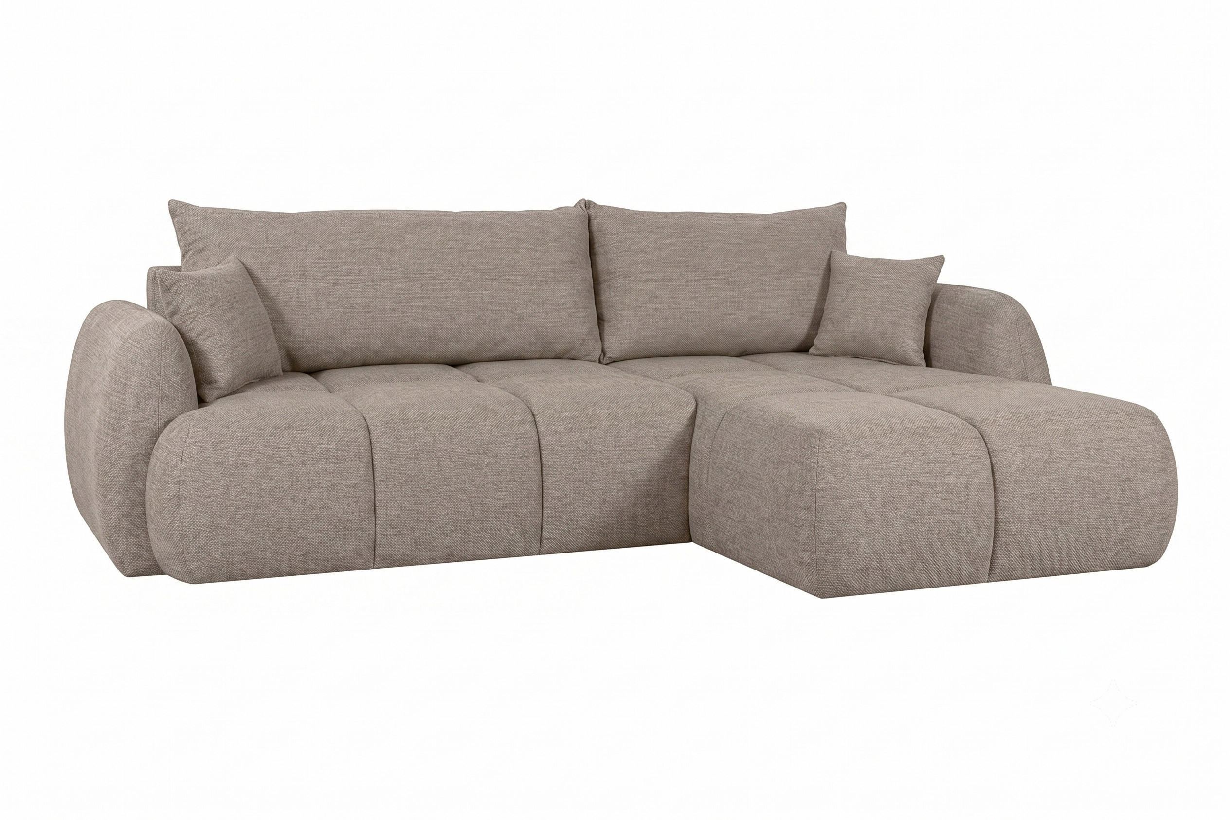 ECKSOFA Mit Schlaffunktion Und Bettkasten, Strukturstoff Verita, Warmbeige, Rechts, COCO - Sandfarben, Holz (275/180cm) - Kaiser Möbel
