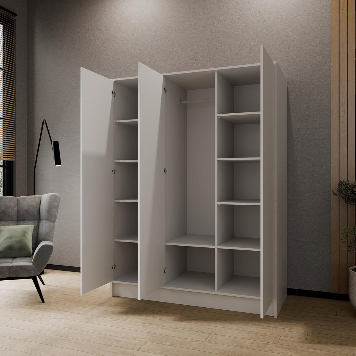 SATNI SKRIN Mono, ve Skandi Stylu, Bezuchytkova, Minimalisticka, Bílá 150/200/51 cm - bílá, kompozitní dřevo (150/200/51cm) - WFL GROUP